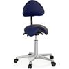 HJH Office 608910 Sgabello a sella TOP WORK 20 in similpelle blu, inclinabile, regolabile in altezza