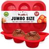 Walfos Stampo per Muffin Jumbo in Silicone, Antiaderente, Senza BPA, Rosso, per Muffin, Cupcake, Pizza, Lavabile in Lavastoviglie