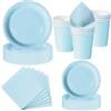 Nkaiso 50 Pezzi Set Piatti di Carta Azzurro -10 Ospiti