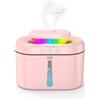 AMZBOSS Umidificatore Ambiente Bambini,Silenzioso <28 dB,Serbatoio 2 L,Doppio Ugello, Luce a Sette Colori,Umidificatore Camera da Letto, Per Cameretta e Piante(Rosa)