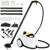 TECKZOON Pulitore a Vapore 2100 W con 29 Accessori, Serbatoio 2,1 L, Pressione 5 bar, Kit Pavimenti & Ugelli, Allarme Acqua Bassa, per Tappeti, Piastrelle, Vetri, Pavimenti (Bianco)