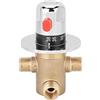 Fdit Valvola Termostatica Doccia, Miscelatore Termostatico in Ottone con Anti-Scaldadura, 3 Vie G1/2 per Bagno Casa,