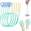 Astralong 5 Pezzi Sturalavandini 90cm Flessibili in Nylon con 1 Guanto in Gomma, Pulitore per Scarichi Bagno Cucina Lavandino, Rimuovi Capelli e Detriti, Riutilizzabile