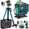 ONEVAN Livella Laser 4D 16 Linee Verdi con Treppiede 1m, Autolivellante Professionale ±3°, Portata 25m, 2 Batterie 2400mAh, IP54 Laser Croce Verde per Pavimenti, Piastrelle e Cartongesso
