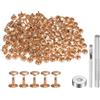 QUARKZMAN 100 Set Rivetti in Pelle 10 x 10mm Elementi Fissaggio Borchie Rivetto a Doppio Cappuccio Metallo 3Pz Montaggio Chicago per Borse Scarpe Pelle Riparazioni, Tono Oro Chiaro