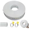 PEEXTBB Tubo Piatto, 20 m Ø 32mm Tubo Flessibile con Fascetta Stringitubo, 1 1/4 Pollici Tubos Flessibile Manichetta di Scarico Piatto, per il Pompaggio in Piscina, Bianco
