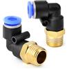 TAILONZ PNEUMATIC Raccordi a gomito maschio 4mm tubo OD x 1/4 BSP da collegare PL4-02 (confezione da 10)