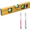 Kaiyzo Bolla Livella Magnetica 30 cm, 3 Vialetti 0°/45°/90° livella bolla, con Magnete e 2 Pennarelli, in Lega di Alluminio Addensato per Professionisti e Fai da Te