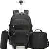 HTgroce Zaino Scuola Media Trolley Nero, 3 Set Zaini Scuola Trolley Sacchetti per Snack Astuccio Bambina