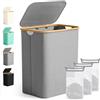 Ribelli Cesto portabiancheria grande da 141 litri, pieghevole, 3 scomparti con coperchio e sacchetto rimovibile, per lavanderia, bagno, camera da letto, grigio