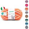 120 Gründl Lana Hot Socks Como, gomitolo di lana per calzini, 4 strati, 1 gomitolo da 100 g/420 m (75% lana vergine (superwash), 25% poliammide), zucca giallo sole, cammello bianco