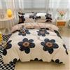 Wellboo Set copripiumino floreale per donne e ragazze, bianco e nero, biancheria da letto botanica, per letto matrimoniale, motivo floreale nero, trapunta in cotone, biancheria da letto bohémien
