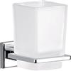 Gedy Colorado Portaspazzolini da Bagno da Parete in Acciaio Inox e Cromall, Contenitore in Vetro Satinato, Finitura Cromata, Porta Spazzolini Bagno da Muro Fissaggio Tramite Viti Incluse o Kit Colla