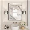 LOAAO 28X36 Black Rectangle Bathroom Mirror Wall, Matte Black Aluminum Alloy Frame, Tempered Glass, Hangs Vertically or Horizontally, Easy to Install