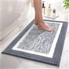 SHACOS Tappeto Bagno Microfibra Soffice Morbida, Tappetino Bagno Antiscivolo, Tappeto Bagno Assorbente, Tappeti Bagno Lavabile In Lavatrice, Adatto per Doccia O Vasca Da Bagno, Grigio, 50 X 80 cm