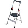 GIERRE Scaletta 2 gradini pieghevole 117H x 49 cm Sgabello Scaletta in Alluminio Anodizzato con Vaschetta Portaoggetti Integrata Scala Salvaspazio con Piedini Antiscivolo e Ampia Piattaforma