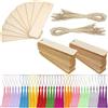 BetterJonny 204PCS Segnalibri in Bianco in Legno Set, BetterJonny 72Pcs Segnalibri Legno 72Pcs Corda 60Pcs Nappe Colorate Segnalibro Artigianale Fai da Te Etichette da Appendere