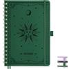 EMSHOI Taccuino A5, copertina rigida, a spirale, 100 g/mq, 140 pagine, carta resistente agli inchiostri, per adulti, lavoro, scrittura, apprendimento, viaggi, 15,4 x 21 cm, verde scuro