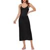 Summienlink Abito Lungo da Donna, Sottoveste, con Scollo a V, Sexy, Nero, Large