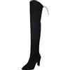 MODSGUE Stivali classici da donna a spillo sopra il ginocchio Stivali lunghi in pelle PU pelle scamosciata sopra il ginocchio Stivali invernali tinta unita stivaletti con tacco a spillo, Nero , 46