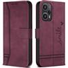 Bravoday Cover per Xiaomi Poco F5 / Xiaomi Poco F5, Flip Custodia in Pelle PU con Slot per Schede, Portafoglio Custodia per Xiaomi Poco F5 / Xiaomi Poco F5, Vino Rosso