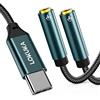 LOKUKA Adattatore splitter per cuffie USB C, da USB C a 2 TRRS da 3,5 mm con chip Hi-Res DAC da 24 bit/96 KHz per due cuffie, altoparlanti, microfoni TRRS su telefono di tipo C, laptop, pad (30 cm)