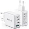 sccvee 2-Pack Caricatore USB C Alimentatore, 40W 4-Porto Rapido Ricarica Presa USB Tipo C Caricabatterie Spinotto Multiplo USB C Compatibile con per Galaxy S24/S23/S22/iPhone 16/15/14/13/12/11 Pro Max/SE/XS