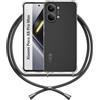 ANFAIRLACE Cover Cordino Compatibile con Xiaomi Poco X8 Pro Max, Custodia Laccio Trasparente Silicone Morbido Regolabile Antiurto Rinforza Angoli Cuscino d'Aria Chiaro Case, Nero