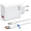 Samneer Caricabatteria rapida 120W USB Type C, compatibile con Xiaomi 15, 14 Ultra, 14, 14T, 13T, 13, 13 Lite, Redmi Note 15, 14, 13, 12, 11, 10 Pro 5G, Poco F7, X7, X6, M6, X5 Pro. Caricabatteria