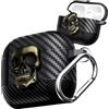 Fofvccv Divertente Custodia 3D per AirPods Pro 3 - Skull Silver | Custodia a Teschio 3D Girevole con Portachiavi Custodia Protettiva Antiurto in Fibra di Carbonio per AirPods Pro 3