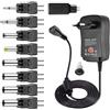 helpers lab Trasformatore Universale Regolabile con Polarità Reversibile 3V 4,5V 5 V 6V 7,5 V 9V 12V 30W AC DC Adapter multitensione con 9 DC Connettori per elettronica domestica
