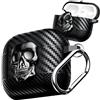 Fofvccv Divertente Custodia 3D per AirPods 4 - Skull Silver | Custodia a Teschio 3D Girevole con Portachiavi Custodia Protettiva Antiurto in Fibra di Carbonio per AirPods 4