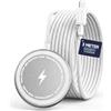 Galvanox Caricabatterie wireless con cavo extra lungo per iPhone, 3 m (compatibile con MagSafe), supporto magnetico di ricarica rapida (15 W) con cavo da 3 m, colore: bianco