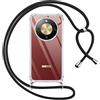 Pnakqil Cover per Honor Magic 8 Lite 5G con Cordino, Trasparente Custodia con Laccio Tracolla Cellulare Girocollo Collana Protettiva per Honor Magic8 Lite 5G 6,79, Nero