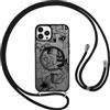 Yoedge Cover Magnetica per iPhone 16 Pro Max 6,9 con Cordino, Compatibile con MagSafe, Aesthetic Fiori Disegno Custodia con Tracolla Laccio Corda Collana, Traslucida Silicone TPU Antiurto Case,Nero 2