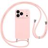 Vauki Custodia per iPhone 17 Pro max Cover con Cordino,Rosa Silicone Antiurto Morbido Case Corda Collana Necklace Regolabile Stylish con Catena Sottile Cover per iPhone 17 Pro max 6.9,Rosa