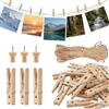 ywchoshe 200 Pz Mollette in Legno Piccole 2,5 cm con 30 Chiodi in Legno, Mollettine per Foto, Decorazioni DIY, Matrimoni, Feste, Progetti Creativi (Marrone) + Filo di Juta 10 m