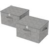 ENUMAIL 2er Scatole Sotto Letto Portaoggetti con Coperchio, Contenitore in Tessuto Salvaspazio, Cubo di Stoccaggio Pieghevole con Maniglia, Adatto per Riporre Vestiti, 50×40×30cm, Grigio