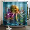 SDOTPMT 180x180cm Tenda da doccia Octopus Tentacoli di polpo Antico Castello Oceano Vintage Marine Wildlife Sea Monsters Coastal Nautical per il bagno Decor Tessuto Poliestere con Ganci
