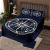 Homemissing Set di copriletto nautico con bussola oceano trapuntato copriletto per bambini ragazzi ragazze decorazione camera coperta costiera avventura mare 3 pezzi matrimoniale dimensioni