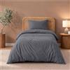 Twinzen - Copripiumino Singolo 135x200 cm con Federa 50x70 cm | Sacco Piumino Singolo · Microfibra Ultra Morbida · Antracite · 2 Pezzi · OEKO-TEX · Chiusura con Cerniera · Resistente