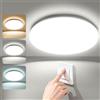 genatu Plafoniera LED Soffitto Bagno 17W 3000lm 3CCT 3000K/4000K/6500K,Cambio tramite Interruttore a Parete,IP65 Impermeabile, Senza Scintillio e Ritardo CRI>80, per Cucina,Corridoio,Garage Ø22cm