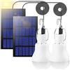 PORFOYO 2pcs Lampada A Sospensione Con Pannello Solare, Lampadina A Led Solare All'esterno, Lampada Led Solare Esterna Da Sospendere, Lampade Solari Lampadine Con Telecomando Per Pesca Campeggio Emergenze