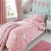Happy Linen Company Set copripiumino - unicorni ed arcobaleni - double face - per lettino - rosa