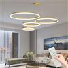 Mikeru Lampadario A Led Grande Per Soggiorno, 4 Cerchi Dorati (Ø 30/40/60/80 Cm) - 105w, Per Hotel/Ingresso 3000k-6000k Dimmerabile, Luminosità Regolabile Dal 10% -100% Con Funzione Di Memoria