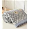 DOTBUY-SHOP DOTBUY Trapuntino Estivo Matrimoniale 200x230cm Fresco e Sottile in Cotone Classe A, Lavabile Copriletto Leggero a Quadri Azzurro, Ideale per Notti Calde (Senza Federe)