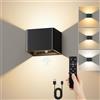 VIWAVE Applique da Parete Interno con Sensore di Movimento e Telecomando,Lampada con 3 Temperature di Colore e Luminosità Regolabile,Ricaricabile Nere Wireless Applique Led