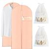 Tenbrachian 2 Custodie per Abiti & 2 Borse per Scarpe, Borsa Porta Abiti 60 x 120 cm, Copriabiti Antipolvere, Custodie Abiti Armadio, Porta Abiti da Viaggio per Camicia Costumi Giacca(Rosa + Bianco)