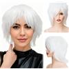 Luxiremi Parrucca per cosplay anime capelli corti, mandarini, colore bianco, per uomo e donna, costume di Halloween e carnevale