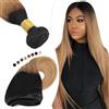 Elailite Extension Matassa Capelli Veri Tessitura Una Ciocca Unprocessed Brazilian Virgin Human Hair Lisci 100g 40cm #1B Nero Naturale/#27 Biondo Scuro